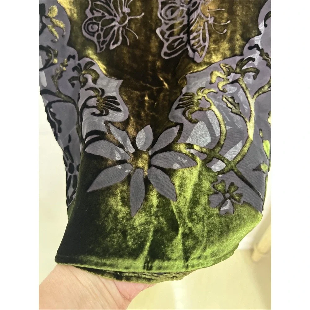 Kevin O'Brien‎ Studio Scarf Wrap Womens OS Green Burnout Silk Velvet Butterfly